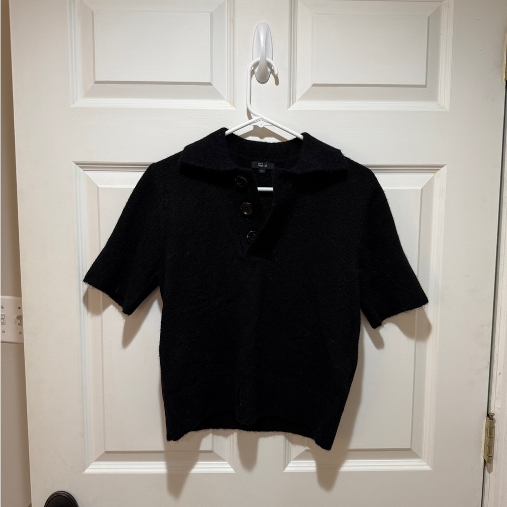 Rails Black Short Sleeve Button Polo Sweater